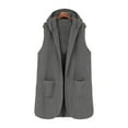 thumbnail image 7 of jtjvou Fleece Vest for Women Sleeveless Hooded Long Vest Jacket Warm Open Front Cardigan Sweater Coat with Pockets Gray L, 7 of 7