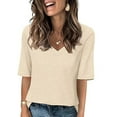 thumbnail image 3 of Half Sleeve T Shirts for Women Summer Casual Short Sleeve V Neck Relaxed Fit Plain Basic Tshirts, 3 of 8