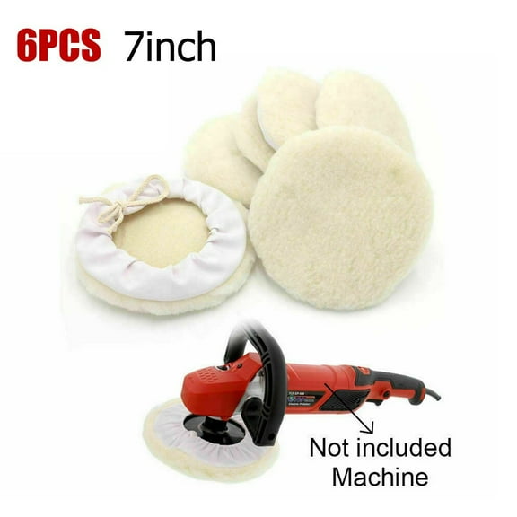 6Pcs 7inch Car Lambs Wool Bonnet Buffing Wheel Pad Buffer Polishing Polisher Pad