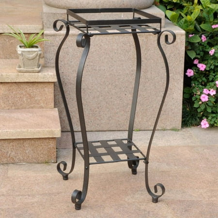 International Caravan Mandalay Iron Plant Stand in Antique Black