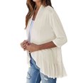 thumbnail image 2 of Women'S Open Front Cardigan 3/4 Sleeve Draped Soft Knit Sweaters Apricot S, 2 of 7