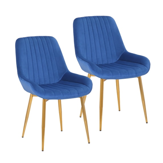 Porthos Home Dayo Set Of 2 Velvet Dining Chairs With Low Back, Shallow Scoop Seat And Golden Chrome Legs (Armless Design Is Suitable For Small Kitchens And Dining Areas)