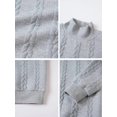 thumbnail image 6 of Men'S Mock Neck Vertical Cable Knit Long Sleeve Pullover Sweater Gray XXXL, 6 of 7