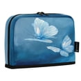 thumbnail image 2 of Standing Pencil Case with Base Large Capacity Stationery Pouch Pen Bag with Zipper for Women Men Abstract Blue and White Butterfly, 2 of 7