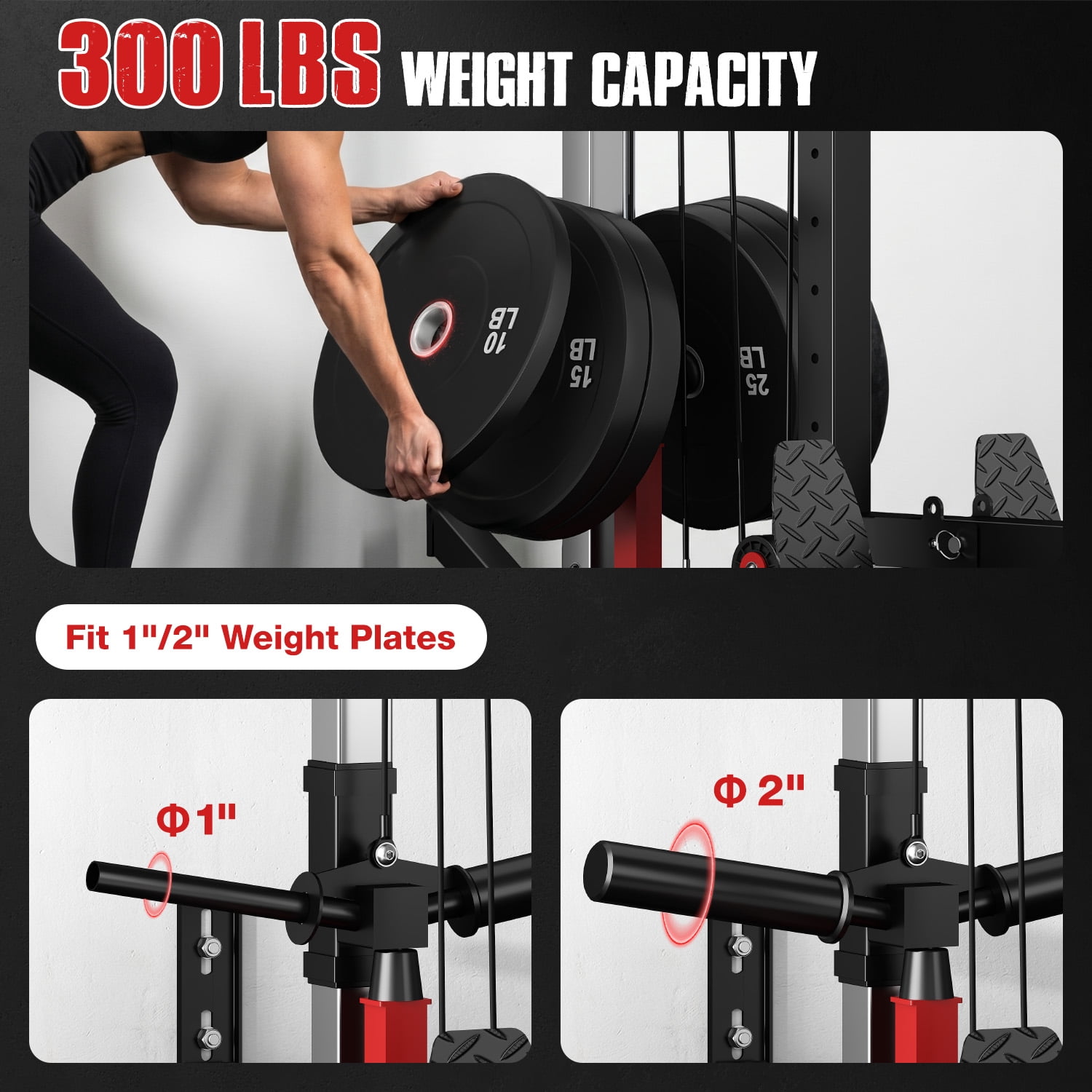 FORGEMUS Cable Crossover Machine, Lat Pull Down Machine for Home Gym with 16 Adjustable Positions Cable Row Attachment