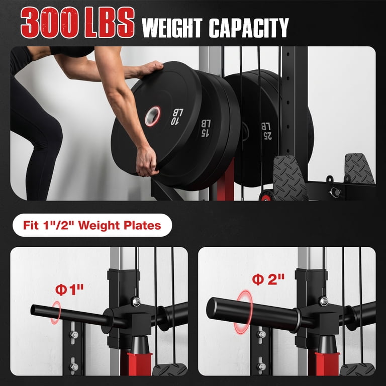 JELENS Cable Crossover Machine, Lat Pull Down Machine, 16