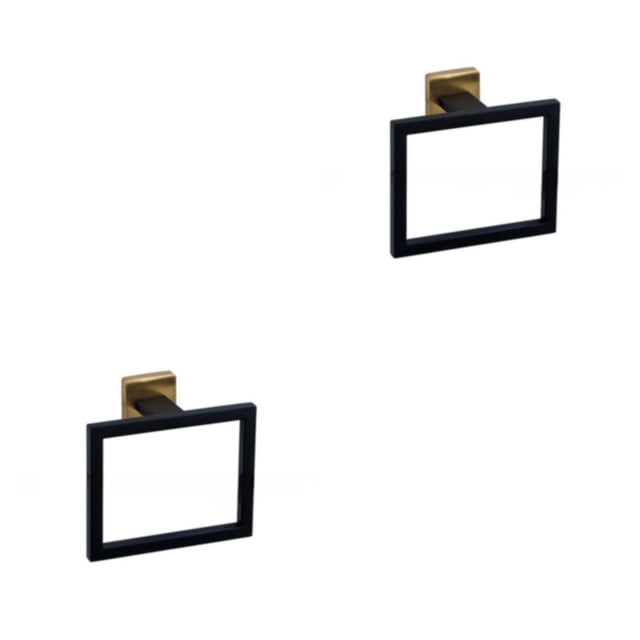 Matsuzay Juego de herrajes para baño, toallero, soporte de papel autoadhesivo, gancho multifunción para , accesorios de estilo moderno, negro Anillo de oro negro 2Conjunto