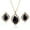 #8696, Black, variant on 2 Pcs Pearl Rhinestone Crystal Peacock Themed Necklace + Earrings Jewelry Set