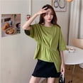 thumbnail image 2 of Camiseta casual de mujer con cuello redondo, media manga, blusa suelta irregular para chica superior AweSitey AP001742-05, 2 of 7