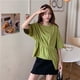 thumbnail image 2 of Camiseta casual de mujer con cuello redondo, media manga, blusa suelta irregular para chica superior Methold AP001742-06, 2 of 7