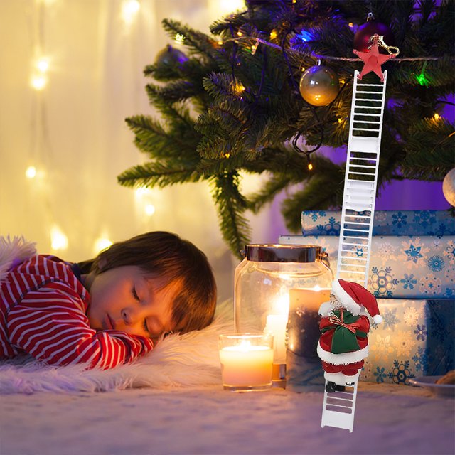Papá Noel subiendo una escalera para decoración de fiesta de Navidad en interiores y exteriores JShteea El nuevo