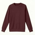 thumbnail image 2 of FRSASU Women's Long Sleeve T-Shirts Solid Color Crew Neck Raglan Sleeve Casual Loose Fit Shirts Tunic Tops Wine, 2 of 6