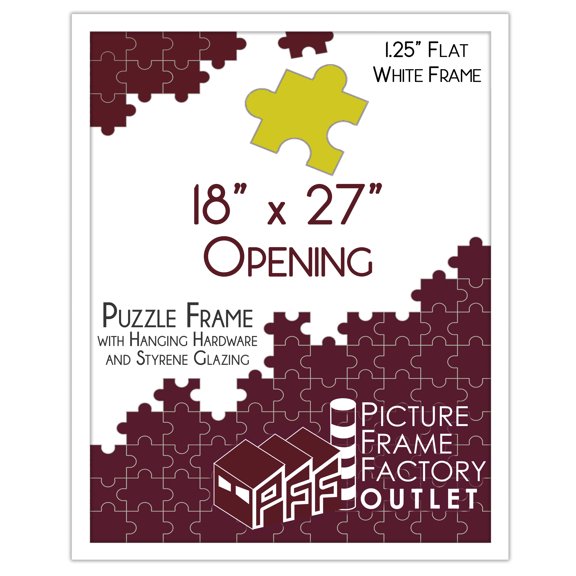 PFF PictureFrameFactoryOutlet - 18x27 Inch - Premium 1.25" White Profile - Picture Frame for Artwork, Puzzles, Photos, Certificates