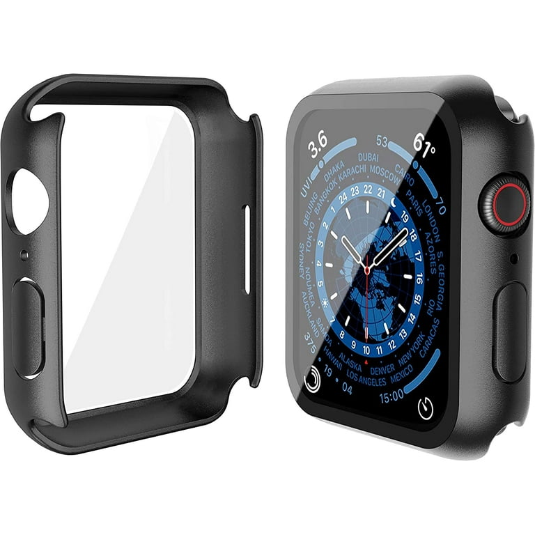 Misxi 2 Pack Hard PC Case with Tempered Glass Screen Protector Compatible with Apple Watch Series 6 SE Series 5 Series 4 44mm Black Walmart