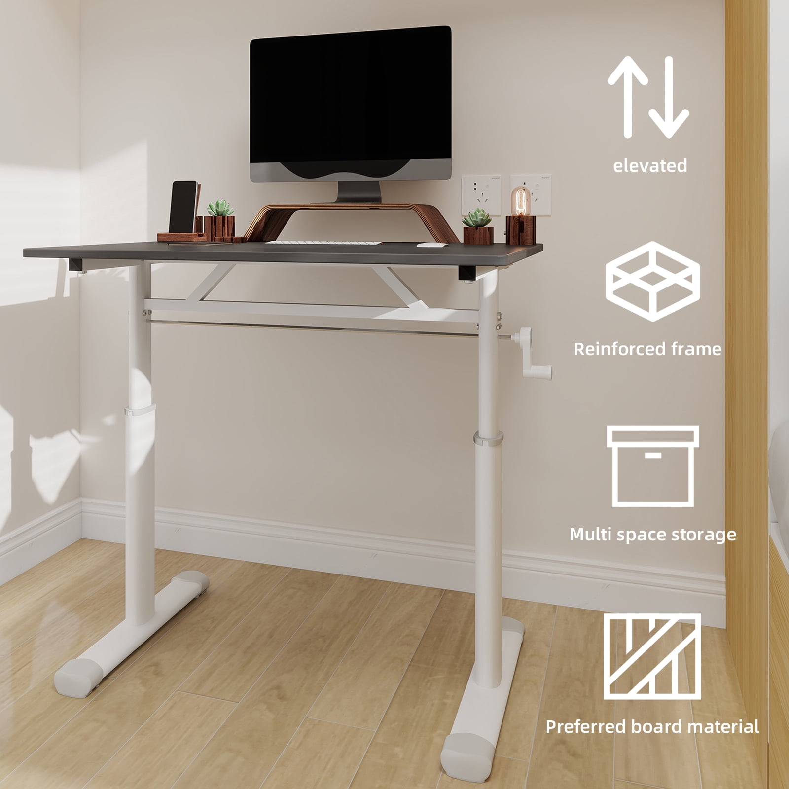 Yoneston 32" x 24" Height Adjustable Computer Desk, Home Office Standing Up Desk for Students,Teen and Adults, Grey