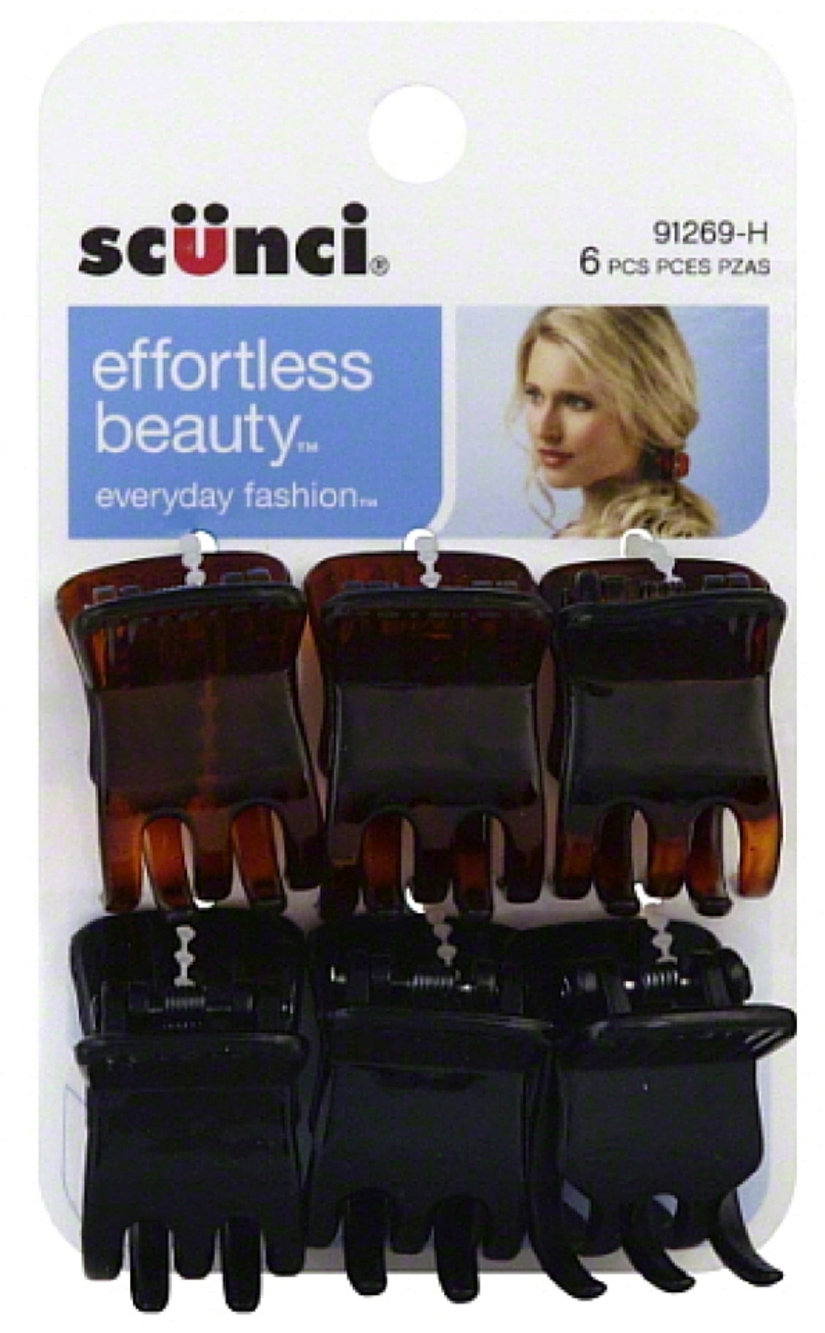 Scunci Effortless Beauty Everyday Fashion Mini Jaw Clips 6 ea (Pack of 3)