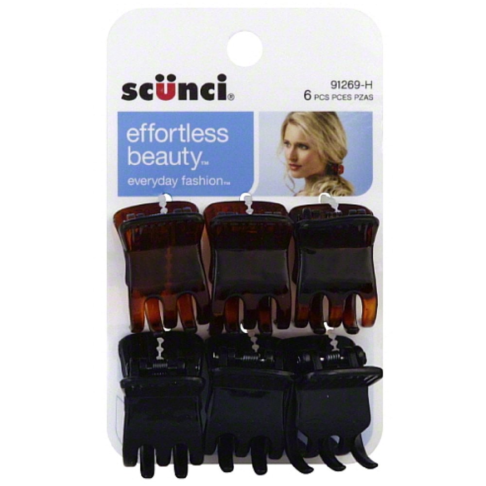 Scunci Effortless Beauty Everyday Fashion Mini Jaw Clips 6 ea (Pack of