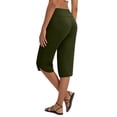 thumbnail image 4 of Nestiefly Womens Capri Pants with Pockets Straight Leg Yoga Capris Leggings Mid-Calf Capris Workout Summer Green 2XL, 4 of 7