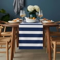thumbnail image 2 of Navy Blue Stripe Table Runner - 70 Inch Long, Kitchen Dining Table Runner Dresser Scarves, Modern Simple Geometric White Striped Farmhouse Decor for Coffee Tables Wedding Party Banquet, 2 of 8