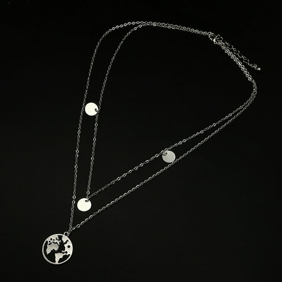 LEORX Multilayer Statement Necklace Silver 1Pack Fashion Accessory Elegant Design for Women Graduation