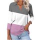 thumbnail image 1 of Camiseta de Solapa de Cuello en V de la Manga Superior de 3/4 de las Mujeres, Uso Diario Cómodo Casual, 1 of 9