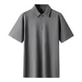 thumbnail image 1 of Gspmoly Mens Shirts, Men'S Solid Color Zippered Short Sleeved Lapel Top Summer Tops Deals, 1 of 3