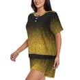 thumbnail image 2 of Bingfone Gold Glitter Gradient Print Pajamas Sets for Women Soft Short-Sleeved Pjs with Lounge Shorts Two Piece Sleepwear, 2 of 8