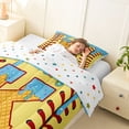 thumbnail image 4 of Erosebridal Light Blue Dripping Baseball Stitch & Waffle Letter K Graphic Twin Comforter Sets 3-Piece, Alphabet Graphic Bedding Set for Boys And Girls Kids,Breathable Home Decor, 4 of 6