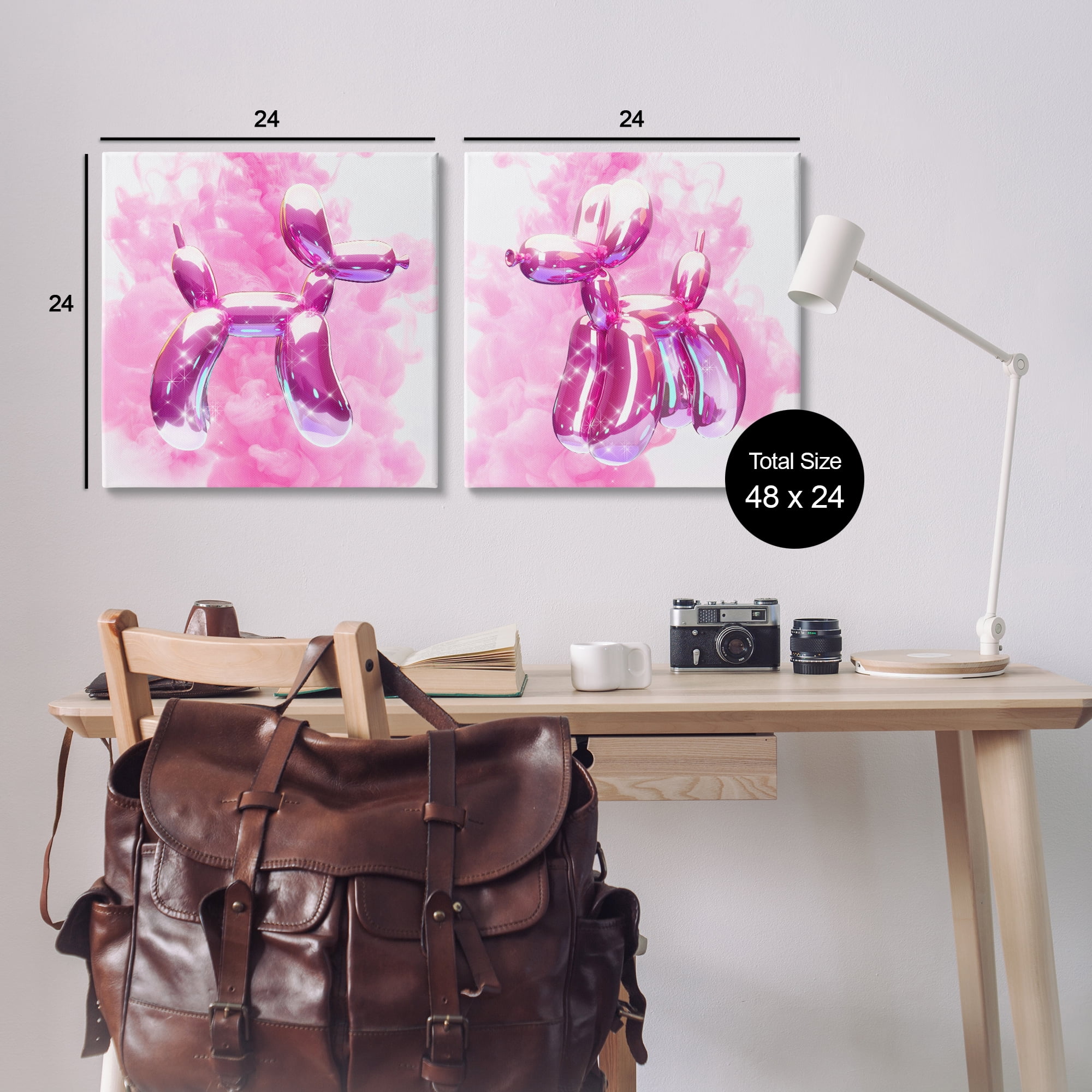 Stupell Industries Sparkle Balloon Dogs Abstract Painting Wrapped Canvas Art Print Wall Art, 24 x 24, Set of 2
