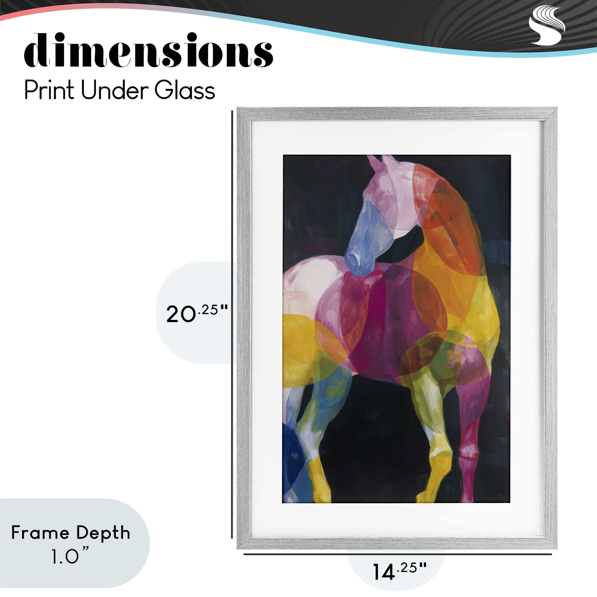 Stupell Industries Prism Horse Abstraction Gray Framed Print Under Glass, design by Chromatic Storm Studio