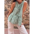 thumbnail image 6 of ZAXARRA Women Peplum Tank Tops Tie Front Sleeveless Striped Ruffle Hem Babydoll Vest Shirts Summer Cute Going Out Tops, 6 of 8