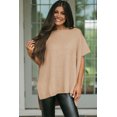 thumbnail image 5 of Versatile Tunic-Length Sweater in Apricot with Side Slits Detail, 5 of 9