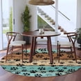 thumbnail image 5 of Aqua Brown Round Rug 7ft Washable Circle Rugs Non Slip Rustic Farmhouse Dog Paw Vintage Large Area Rug Indoor Floor Carpet for Bedroom Kitchen Living Room Home Office Dining Room Nursery, 5 of 8