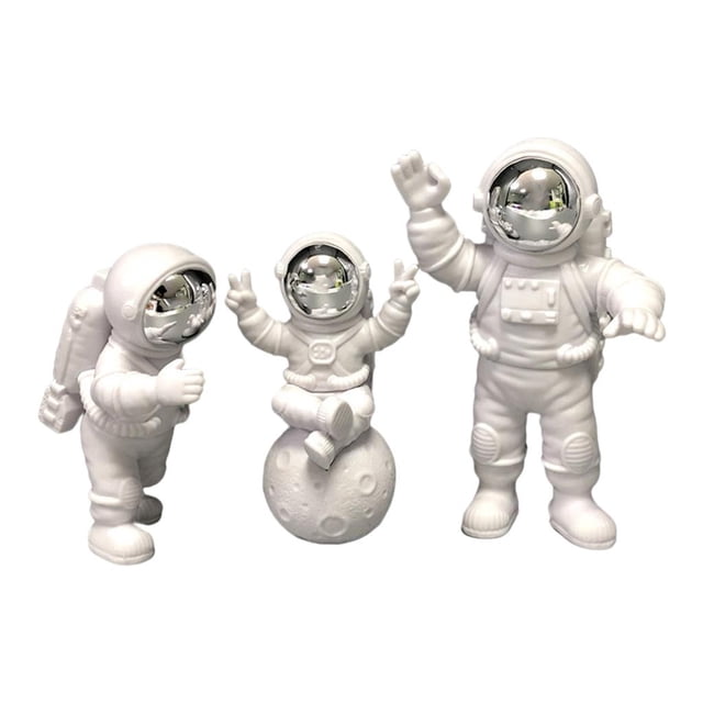 Figuras de astronauta creativas, miniaturas, astronauta, decoración coleccionable hecha a mano plata