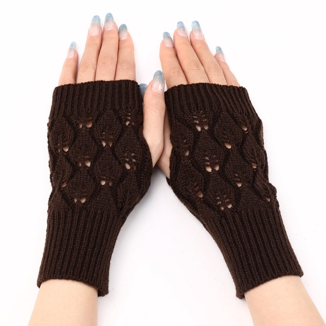 Guantes de invierno para mujer, guantes de punto sin dedos, guantes para pantalla táctil para escribir y conducir
