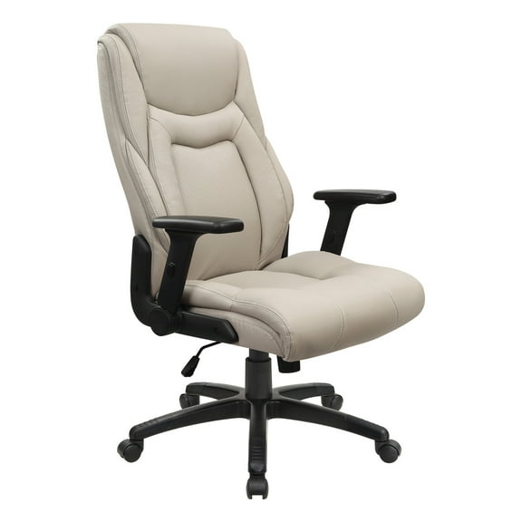 Executive High Back Office Chair in Taupe Gray Bonded Leather