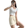 thumbnail image 4 of Shengyu Jupe Mini Taille Haute Décontractée à Cordon pour Femmes, Beige Lait, L, 4 of 7