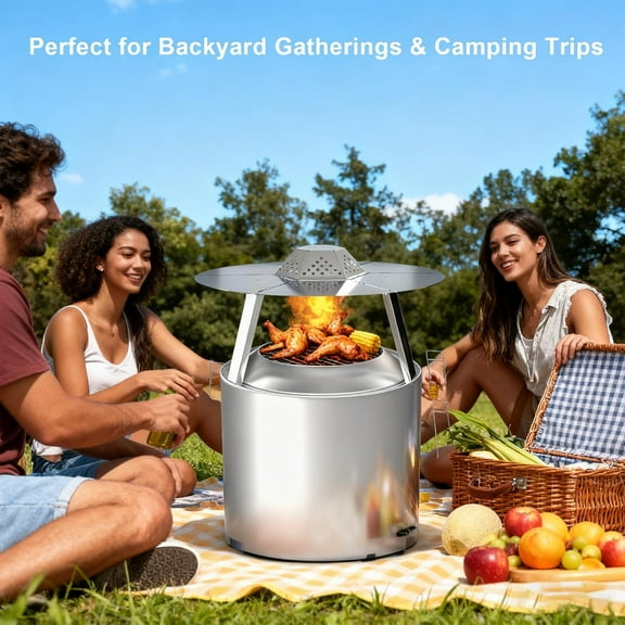 Heat Deflector for  Bonfire 19.5", 304 Stainless Steel, Fire Pit Captures Warmth-Magnifies The Heat Radius with Carrying Handle & 3 Legs Accessory