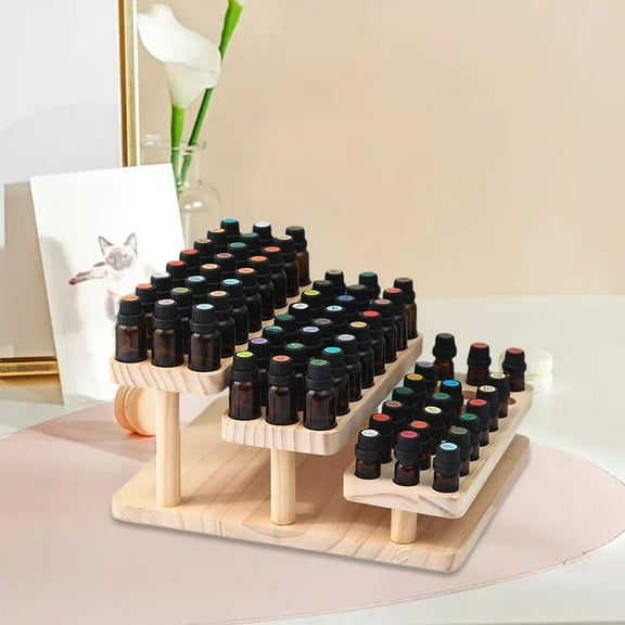 Serenable Essential Oil Rack Essential Oil Display Stand 3 Tier Wood Organizing Bottle Storage Organizer for 72 Bottles Vanity Tabletop