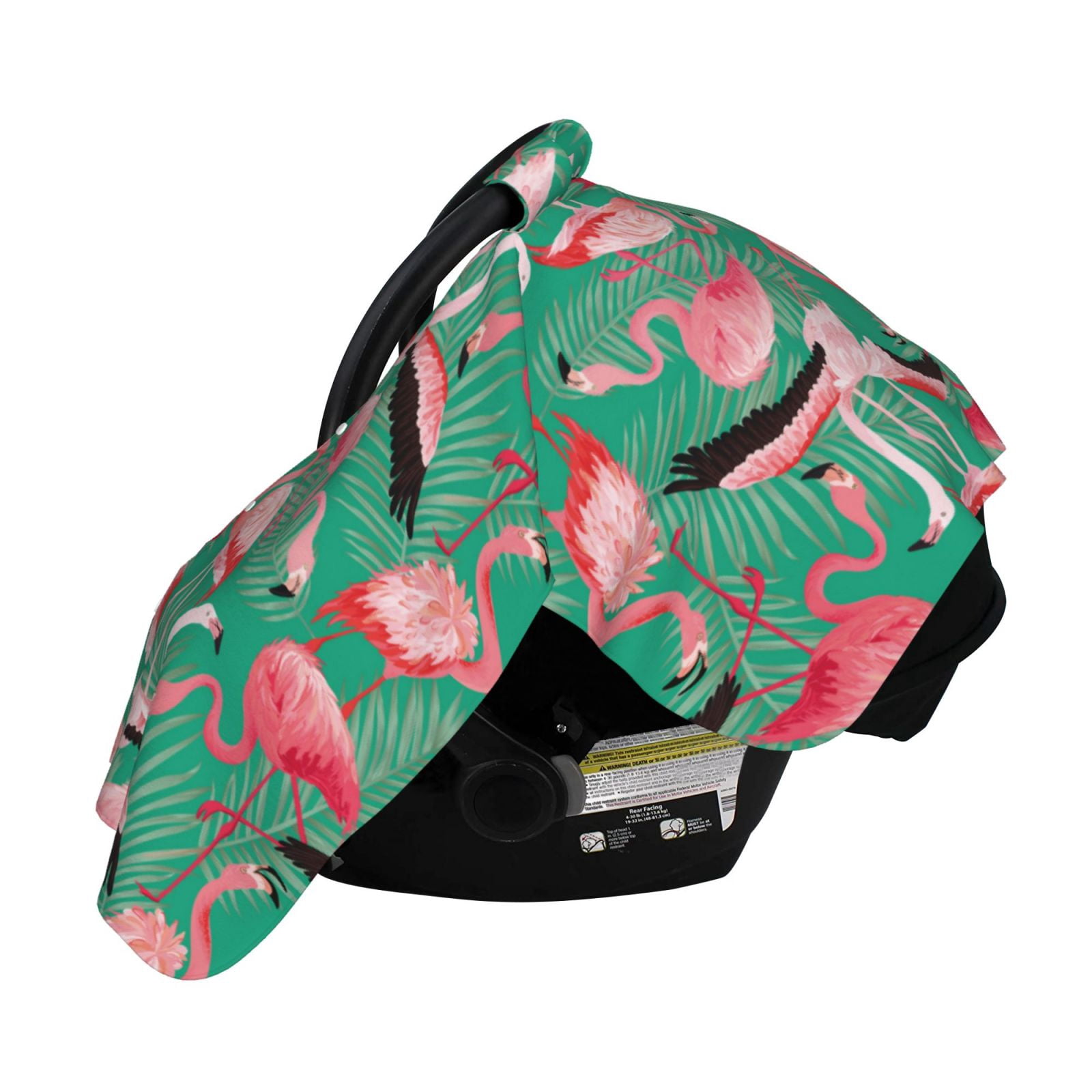 Naloa Tropical Flamingo Baby Car Seat Cover, Breathable Baby Carrier Cover, Multiuse Baby Carrier Cover & Nursing Breastfeeding Cover