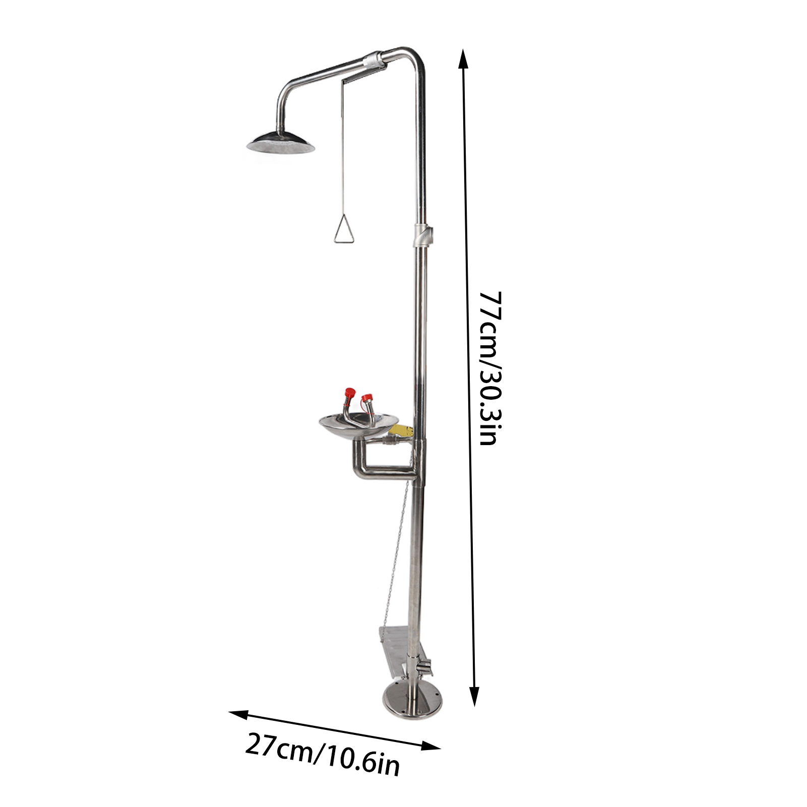 Portable Eye Wash Station, Corrosion Resistance Emergency Eyewash Kit 304 Stainless Steel Double Nozzles G1-1/4 Inch  For Chemical Factory