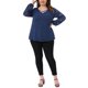 thumbnail image 2 of Blusa casual de mujer de talla grande Agnes Orinda con doble capa, encaje, mangas largas, escote en V, transparente, 1X azul real, 2 of 6