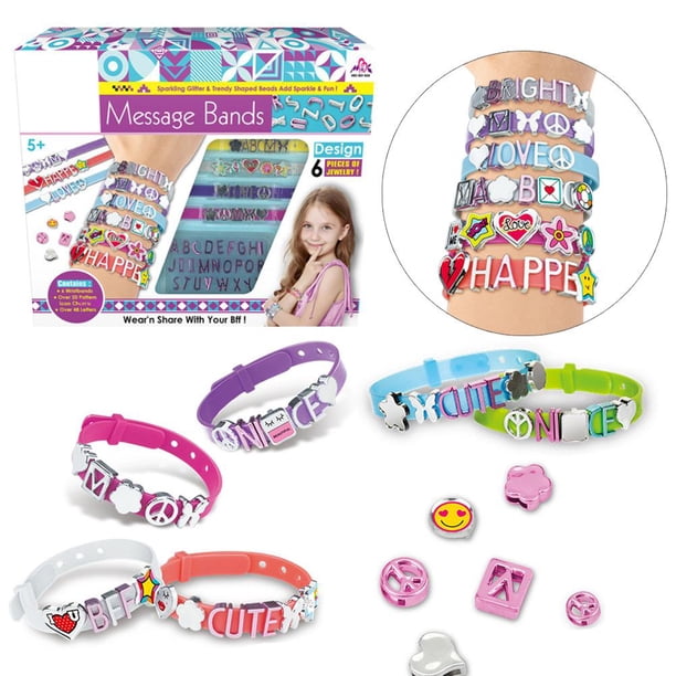 Kit de fabricación de pulseras de la amistad para niñas, pulsera con letras con cuentas, juguetes artesanales, regalos de cumpleaños para niños, suministros para fiestas, actividades de viaje