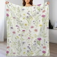 thumbnail image 4 of Floral Colorful Flower Flannel Blanket Lightweight Blanket for Couch Sofa Bed, Super Soft Cozy Print Warm Blanket, 4 of 7