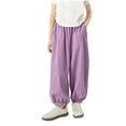 thumbnail image 2 of MKOSPLRT Harem Pants for Girl 5-15 Years Elastic Waist Baggy Bloomers Solid Casual Summer Pants Lightweight Dance Pants with Pocket, 2 of 6