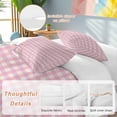 thumbnail image 2 of 3 Piece Pink Duvet Cover Set Twin Size, Microfiber Comforter/Quilt Cover with Corner Ties and 2 Pillowcases, Grid Checkered Plaid Gingham Lattice Trellis All Season Soft Bedding with Zipper Closure, 2 of 8