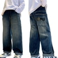 thumbnail image 2 of FJUCHAI 5-15Y Teen Boys' Jeans Denim Pants: Kids Toddler Work Pants, Outside the Casual Drawstring Trousers, 2 of 9