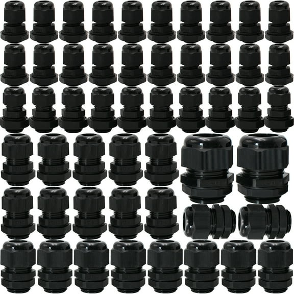 MAKERELE NPT Wire Gland Cable Fixation and Connector - Nylon PA66 Plastic, IP68 Waterproof Connector, NPT Cable Gland 1/4", 3/8", 1/2", 3/4"(52PCS Black)