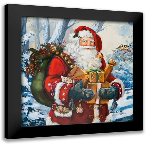 Comish, Susan 12x12 Black Modern Framed Museum Art Print Titled - Woodland Home Santa