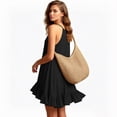 thumbnail image 5 of QUNYINEY Sleeveless Womens Dress Black Summer Cotton Midi Sundress Crew Neck Ruffle Casual Loose Fit A Line Dresses, 5 of 9
